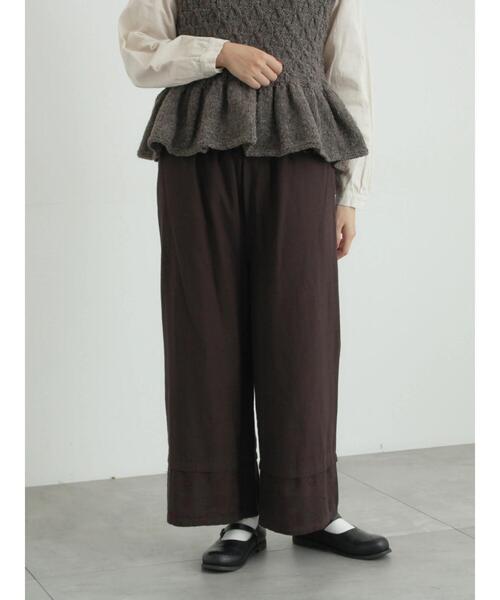 TSUHARU by Samansa Mos2（ツハルバイサマンサモスモス）の「[tukuroi]綿麻ツイル刺繍パンツ（その他パンツ・レディース・ベージュ/ブラウン・F）」の2枚目の写真