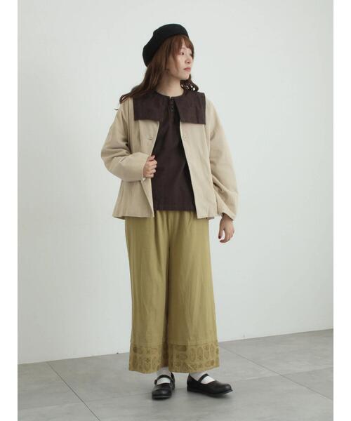 TSUHARU by Samansa Mos2（ツハルバイサマンサモスモス）の「[tukuroi]綿麻ツイル刺繍パンツ（その他パンツ・レディース・ベージュ/ブラウン・F）」の18枚目の写真