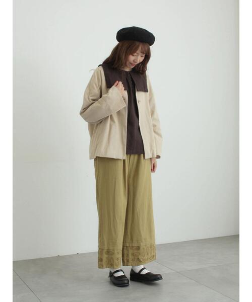TSUHARU by Samansa Mos2（ツハルバイサマンサモスモス）の「[tukuroi]綿麻ツイル刺繍パンツ（その他パンツ・レディース・ベージュ/ブラウン・F）」の19枚目の写真