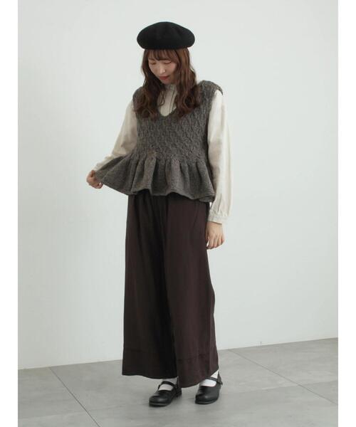 TSUHARU by Samansa Mos2（ツハルバイサマンサモスモス）の「[tukuroi]綿麻ツイル刺繍パンツ（その他パンツ・レディース・ベージュ/ブラウン・F）」の15枚目の写真