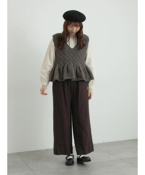 TSUHARU by Samansa Mos2（ツハルバイサマンサモスモス）の「[tukuroi]綿麻ツイル刺繍パンツ（その他パンツ・レディース・ベージュ/ブラウン・F）」の16枚目の写真