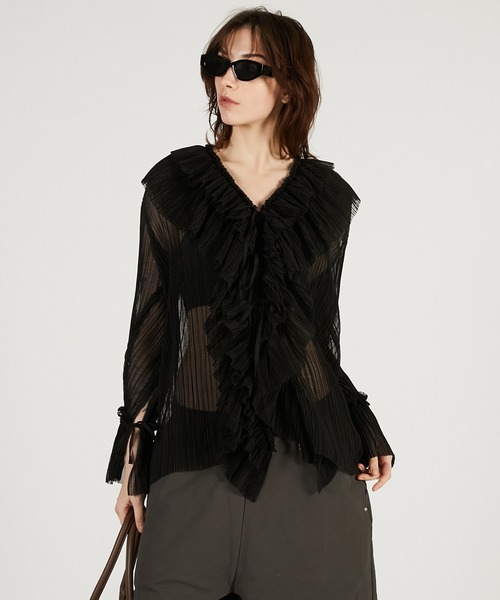 PRANK PROJECT（プランクプロジェクト）の「クレープシフォンチュニック / Crepe Chiffon Tunic（その他トップス・レディース・ブラック/アイボリー・FREE）」の2枚目の写真