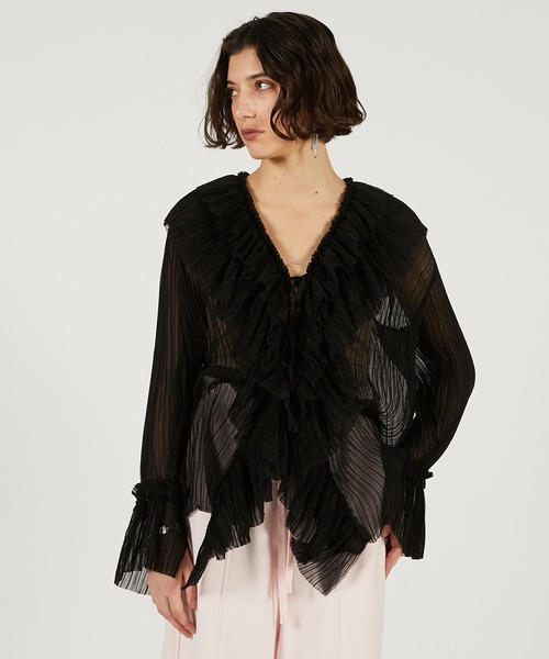 PRANK PROJECT（プランクプロジェクト）の「クレープシフォンチュニック / Crepe Chiffon Tunic（その他トップス・レディース・ブラック/アイボリー・FREE）」の11枚目の写真