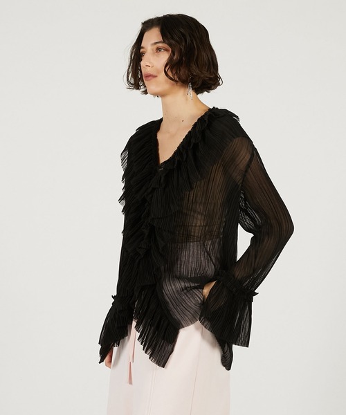 PRANK PROJECT（プランクプロジェクト）の「クレープシフォンチュニック / Crepe Chiffon Tunic（その他トップス・レディース・ブラック/アイボリー・FREE）」の12枚目の写真