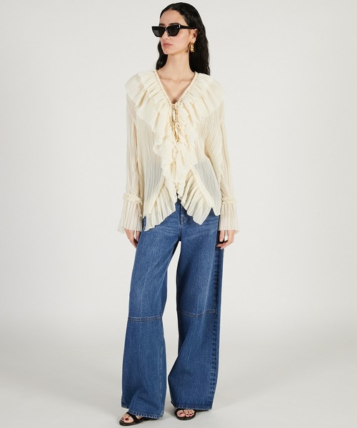 PRANK PROJECT（プランクプロジェクト）の「クレープシフォンチュニック / Crepe Chiffon Tunic（その他トップス・レディース・ブラック/アイボリー・FREE）」の3枚目の写真