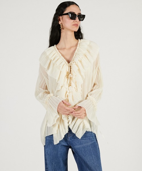 PRANK PROJECT（プランクプロジェクト）の「クレープシフォンチュニック / Crepe Chiffon Tunic（その他トップス・レディース・ブラック/アイボリー・FREE）」の6枚目の写真