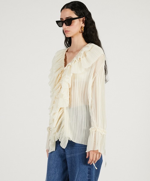 PRANK PROJECT（プランクプロジェクト）の「クレープシフォンチュニック / Crepe Chiffon Tunic（その他トップス・レディース・ブラック/アイボリー・FREE）」の7枚目の写真