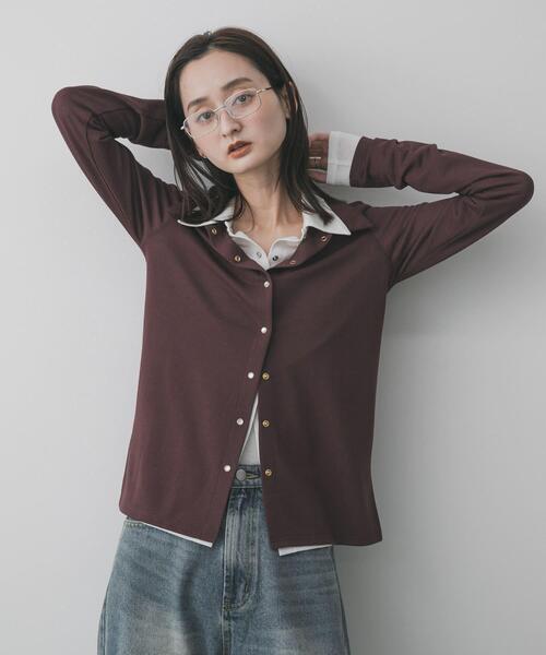 SENSE OF PLACE by URBAN RESEARCH（センスオブプレイスバイアーバンリサーチ）の「フロントドットカットシャツ（シャツ/ブラウス・レディース・オフホワイト/ミント/ブラウン・ONE）」の2枚目の写真