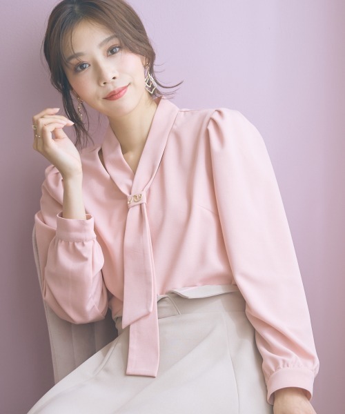 marun（マルン）の「＜大きいサイズ＞カットジョーゼットボウタイブラウス marun（シャツ/ブラウス・レディース・ピンク/アイボリー・L/LL/3L/4L/5L）」の22枚目の写真