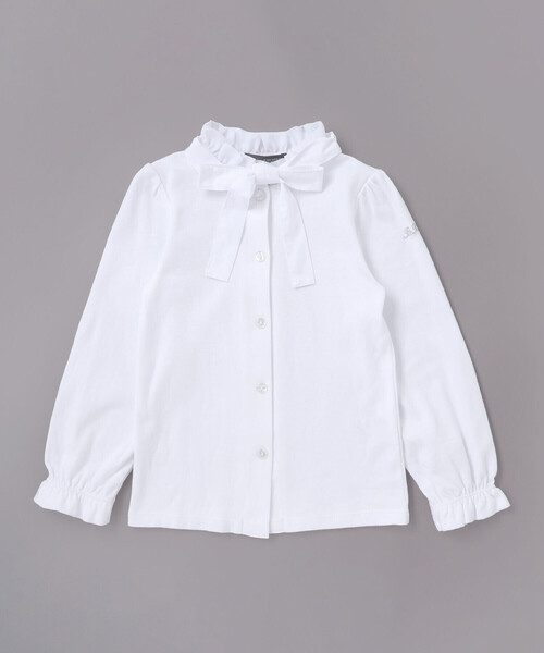 BeBe（ベベ）の「フリル襟ボウタイ付きスムース長袖ブラウス(110~130cm)（シャツ/ブラウス・キッズ・ホワイト・120cm/130cm/110cm）」の8枚目の写真