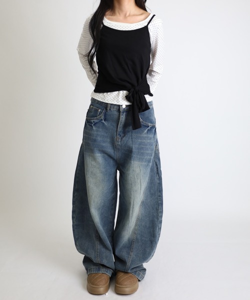 Vini（ヴィニ）の「【ユニセックス】韓国ストリートワイドルーズバルーンデニムパンツ（デニムパンツ・レディース・ブルー・SMALL/MEDIUM）」の9枚目の写真