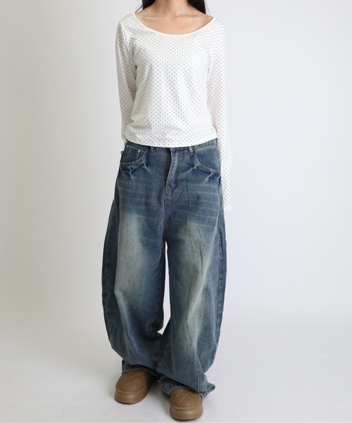 Vini（ヴィニ）の「【ユニセックス】韓国ストリートワイドルーズバルーンデニムパンツ（デニムパンツ・レディース・ブルー・SMALL/MEDIUM）」の6枚目の写真