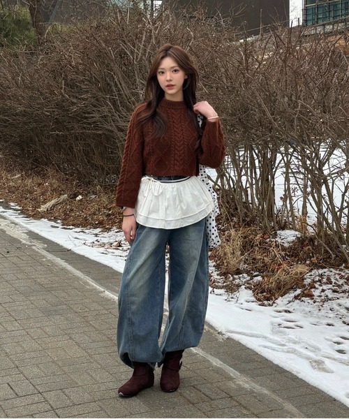 Vini（ヴィニ）の「【ユニセックス】韓国ストリートワイドルーズバルーンデニムパンツ（デニムパンツ・レディース・ブルー・SMALL/MEDIUM）」の16枚目の写真