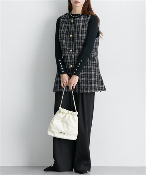 nissen（ニッセン）の「ツイード調ペプラムベスト（その他アウター・レディース・ホワイト系その他/ブラック系・S/M/L/LL）」の7枚目の写真