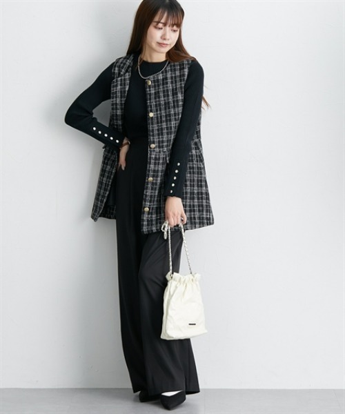 nissen（ニッセン）の「ツイード調ペプラムベスト（その他アウター・レディース・ホワイト系その他/ブラック系・S/M/L/LL）」の8枚目の写真