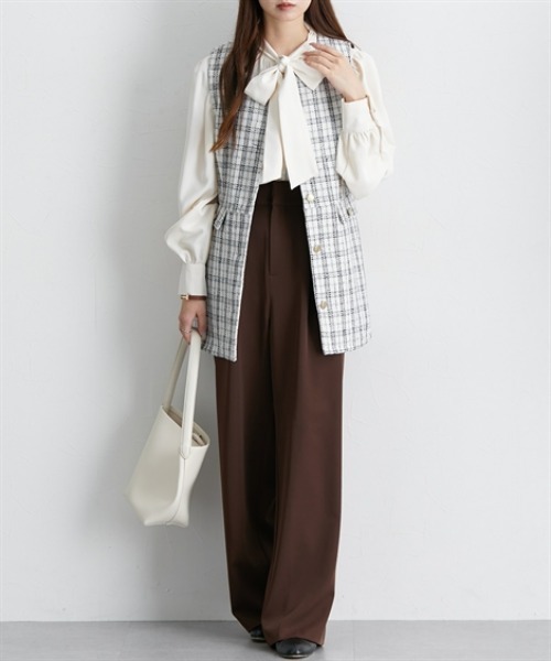 nissen（ニッセン）の「ツイード調ペプラムベスト（その他アウター・レディース・ホワイト系その他/ブラック系・S/M/L/LL）」の11枚目の写真