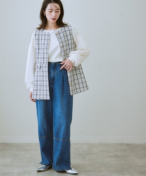 nissen（ニッセン）の「ツイード調ペプラムベスト（その他アウター・レディース・ホワイト系その他/ブラック系・S/M/L/LL）」の12枚目の写真