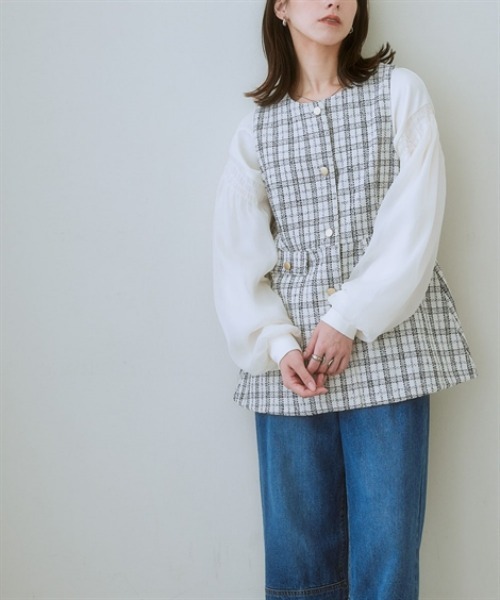 nissen（ニッセン）の「ツイード調ペプラムベスト（その他アウター・レディース・ホワイト系その他/ブラック系・S/M/L/LL）」の13枚目の写真