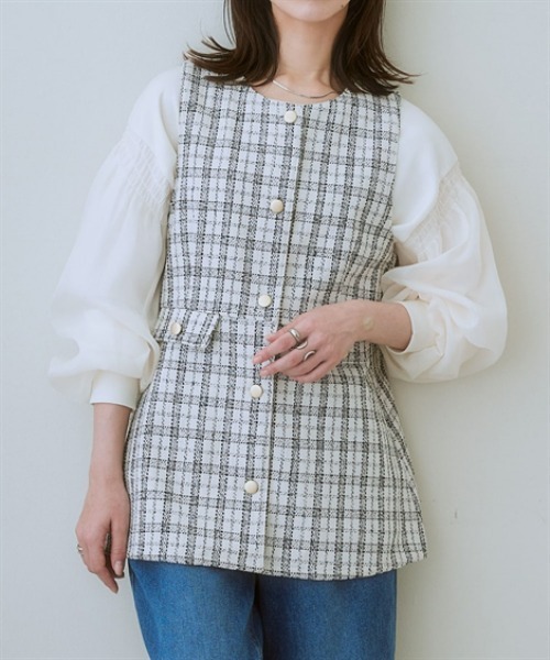 nissen（ニッセン）の「ツイード調ペプラムベスト（その他アウター・レディース・ホワイト系その他/ブラック系・S/M/L/LL）」の14枚目の写真