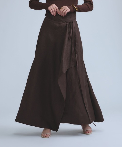 Chaos（カオス）の「Chaos(カオス)/リネンヘリンボンスカート 【セットアップ可】（スカート・レディース・ブラック/ブラウン/ベージュ・FREE）」の3枚目の写真
