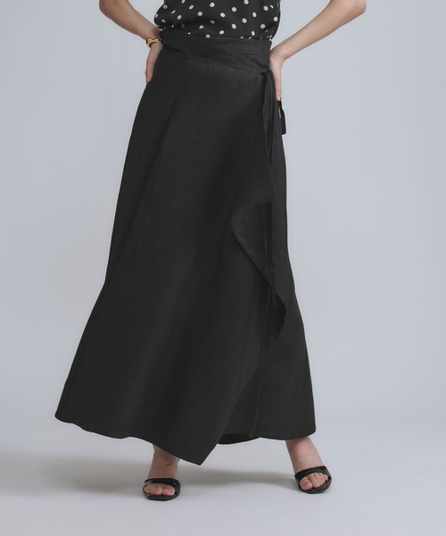 Chaos（カオス）の「Chaos(カオス)/リネンヘリンボンスカート 【セットアップ可】（スカート・レディース・ブラック/ブラウン/ベージュ・FREE）」の2枚目の写真