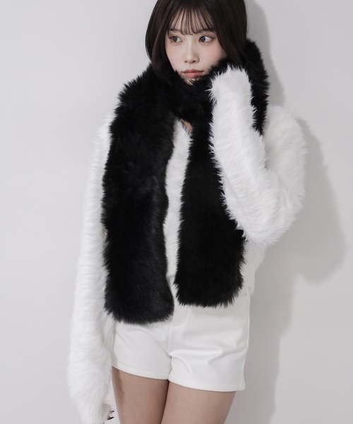 3color 】フェイクファーボリュームロングマフラー ／ fake fur