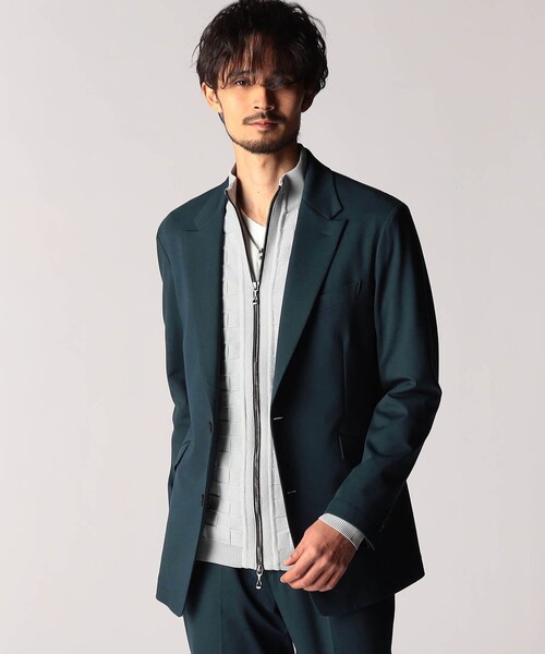 NICOLE CLUB FOR MEN（ニコルクラブフォーメン）の「スムースジャージ２Ｂジャケット（その他アウター・メンズ・ブラック/ブルー系・MEDIUM/LARGE/X-LARGE）」の2枚目の写真