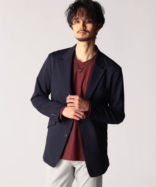 NICOLE CLUB FOR MEN(ニコルクラブフォーメン)の「スムースジャージ2Bジャケット(その他アウター・メンズ・ブルー系/ブラック/ネイビー・MEDIUM/LARGE/X-LARGE)」の2枚目の写真