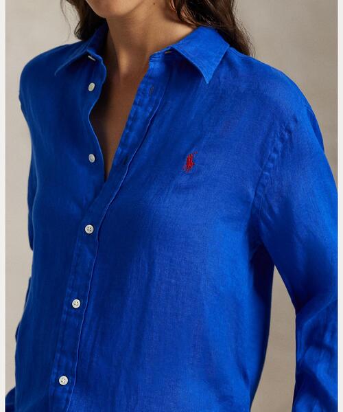 POLO RALPH LAUREN（ポロ ラルフ ローレン）の「クラシック フィット リネン シャツ（シャツ/ブラウス・レディース・ブルー系1・M/S/L/XL/XS/XXS）」の7枚目の写真