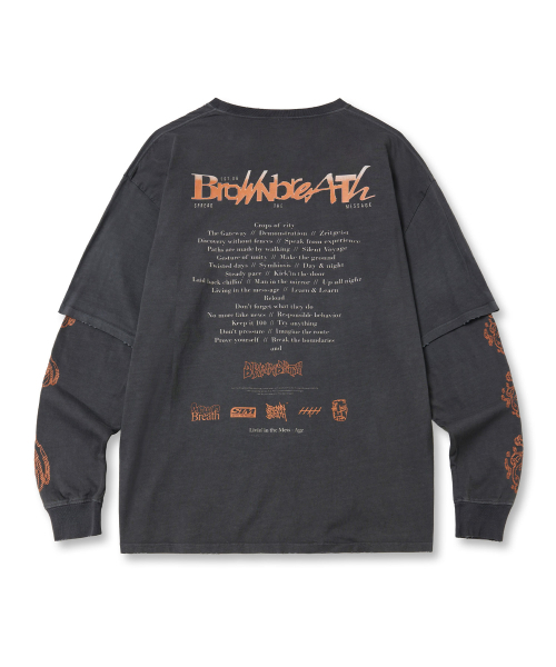 BROWNBREATH（ブラウンブレス）の「TRACE PIGMENT LAYERED TEE - CHARCOAL（Tシャツ/カットソー・レディース・その他・S/M/L/XL）」の2枚目の写真