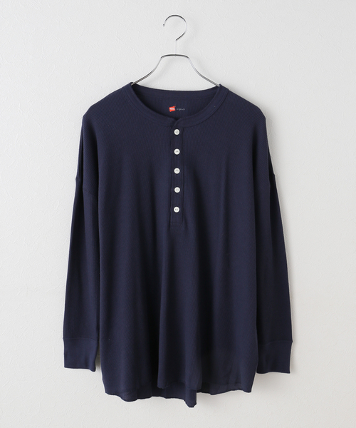 journal standard L'essage（ジャーナルスタンダードレサージュ）の「【HANES / ヘインズ 】 ヘンリーサーマル（Tシャツ/カットソー・レディース・ライトグレー/ホワイト/ネイビー・FREE）」の3枚目の写真