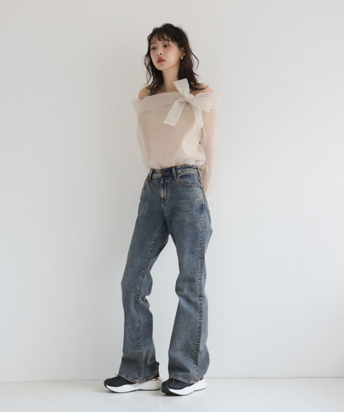 VIVIAN(ヴィヴィアン)の「シアーフラワー替え紐付き2WAYスニーカー(スニーカー・レディース・ブラック/ベージュ・M/S/LL/L)」の12枚目の写真