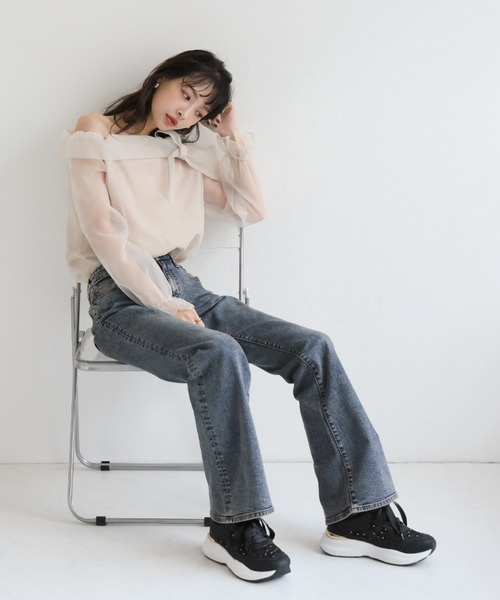 VIVIAN(ヴィヴィアン)の「シアーフラワー替え紐付き2WAYスニーカー(スニーカー・レディース・ブラック/ベージュ・M/S/LL/L)」の10枚目の写真