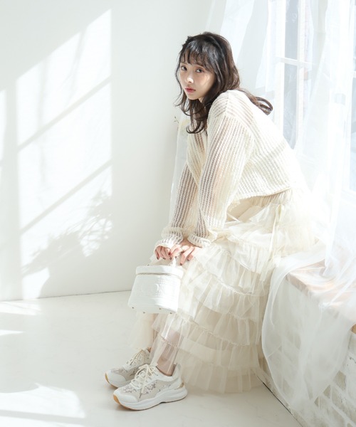 VIVIAN(ヴィヴィアン)の「シアーフラワー替え紐付き2WAYスニーカー(スニーカー・レディース・ブラック/ベージュ・M/S/LL/L)」の19枚目の写真