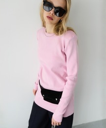 ニット/セーター（ピンク/桃色系・クルーネック(丸首)）ファッション