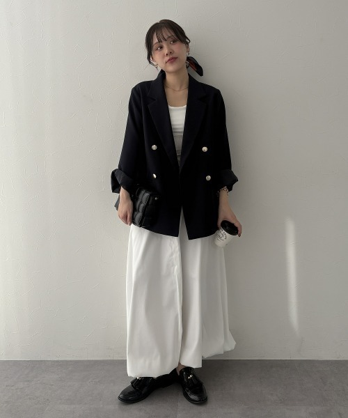 nissen(ニッセン)の「ダブルクロステーラードジャケット(その他アウター・レディース・アイボリー/ネイビー・L/M/LL)」の2枚目の写真