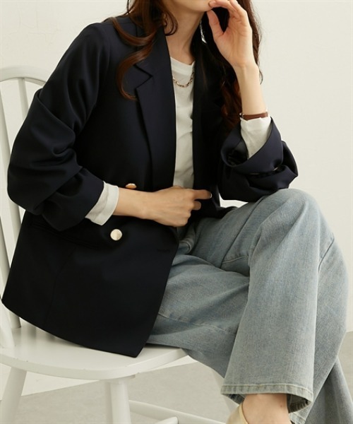 nissen（ニッセン）の「ダブルクロステーラードジャケット（その他アウター・レディース・アイボリー・L/M/LL）」の7枚目の写真