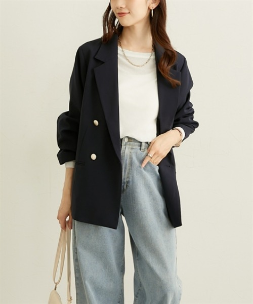 nissen（ニッセン）の「ダブルクロステーラードジャケット（その他アウター・レディース・アイボリー・L/M/LL）」の8枚目の写真