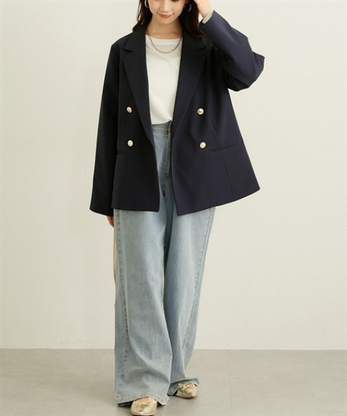 nissen（ニッセン）の「ダブルクロステーラードジャケット（その他アウター・レディース・アイボリー・L/M/LL）」の9枚目の写真