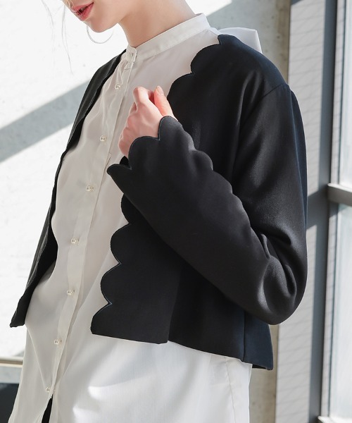 DONOBAN(ドノバン)の「スカラップジャケット(カバーオール・レディース・ブラック/ベージュ/ネイビー・ONE SIZE)」の12枚目の写真