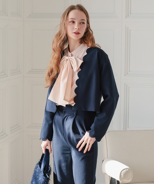 DONOBAN(ドノバン)の「スカラップジャケット(カバーオール・レディース・ブラック/ベージュ/ネイビー・ONE SIZE)」の18枚目の写真