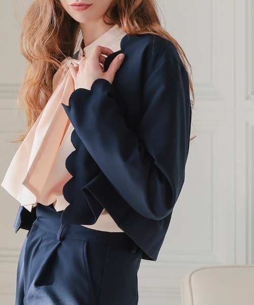 DONOBAN(ドノバン)の「スカラップジャケット(カバーオール・レディース・ブラック/ベージュ/ネイビー・ONE SIZE)」の20枚目の写真