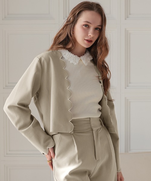 DONOBAN(ドノバン)の「スカラップジャケット(カバーオール・レディース・ブラック/ベージュ/ネイビー・ONE SIZE)」の22枚目の写真
