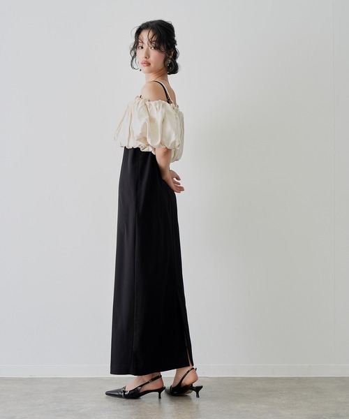 NOGLE(ノグル)の「【NOGLE/ノグル】2wayオフショルフリルワンピース(ワンピース・レディース・グレイッシュベージュ/ブラック系/グレー系・S/M)」の7枚目の写真