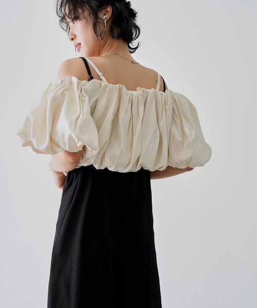 NOGLE(ノグル)の「【NOGLE/ノグル】2wayオフショルフリルワンピース(ワンピース・レディース・グレイッシュベージュ/ブラック系/グレー系・S/M)」の11枚目の写真