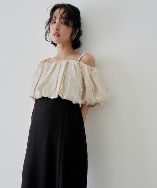 NOGLE(ノグル)の「【NOGLE/ノグル】2wayオフショルフリルワンピース(ワンピース・レディース・グレイッシュベージュ/ブラック系/グレー系・S/M)」の12枚目の写真