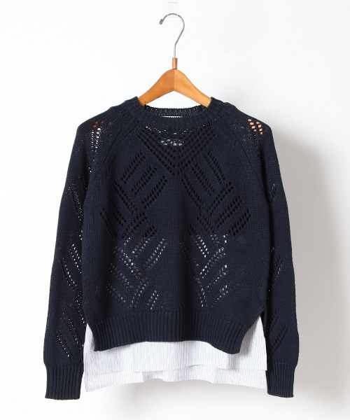 MYSELF ABAHOUSE（マイセルフアバハウス）の「リリヤーン透かし編みPO（ニット/セーター・レディース・ホワイト/サックスブルー/ネイビー・FREE）」の2枚目の写真