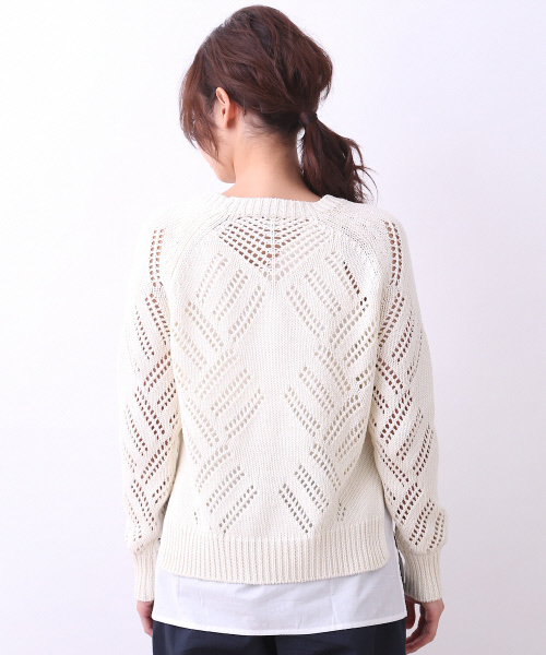 MYSELF ABAHOUSE（マイセルフアバハウス）の「リリヤーン透かし編みPO（ニット/セーター・レディース・ホワイト/サックスブルー/ネイビー・FREE）」の10枚目の写真