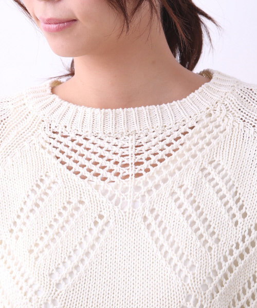 MYSELF ABAHOUSE（マイセルフアバハウス）の「リリヤーン透かし編みPO（ニット/セーター・レディース・ホワイト/サックスブルー/ネイビー・FREE）」の11枚目の写真