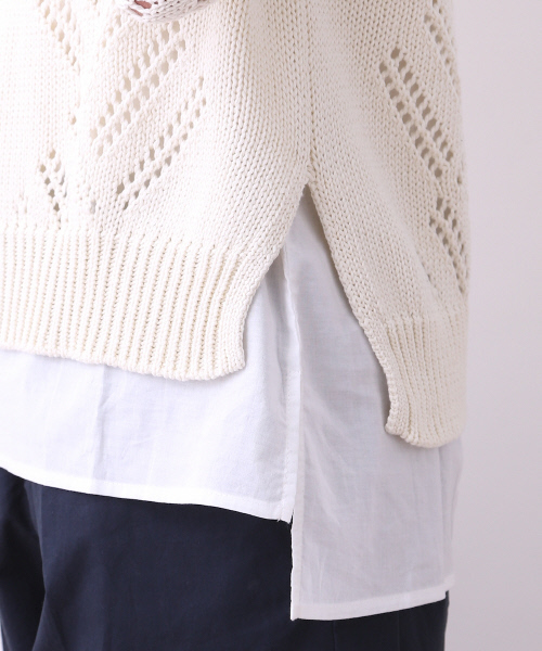 MYSELF ABAHOUSE（マイセルフアバハウス）の「リリヤーン透かし編みPO（ニット/セーター・レディース・ホワイト/サックスブルー/ネイビー・FREE）」の5枚目の写真